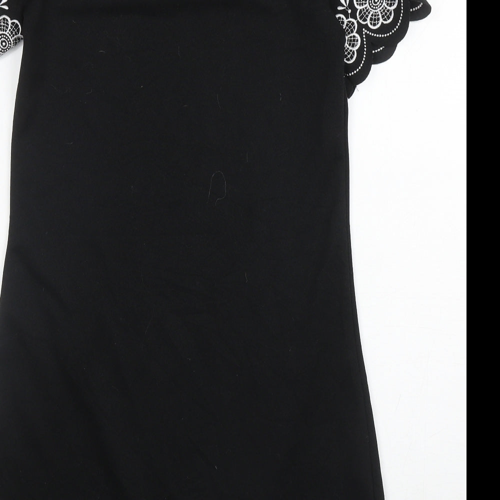 Womens UK Size S Preworn Black Tunic Blouse