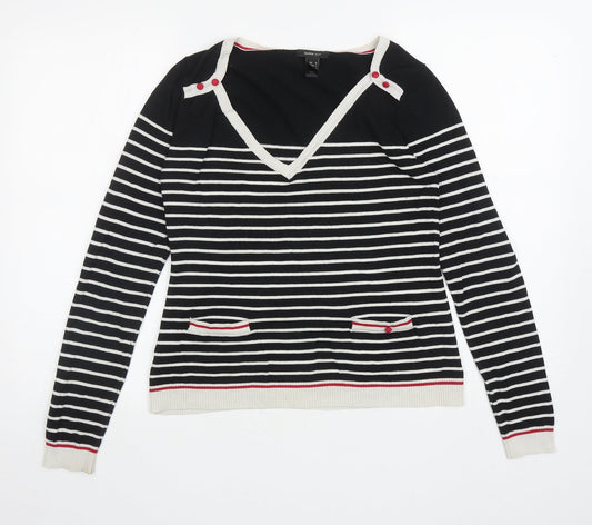 Womens UK Size M Mango Black Pullover Jumper