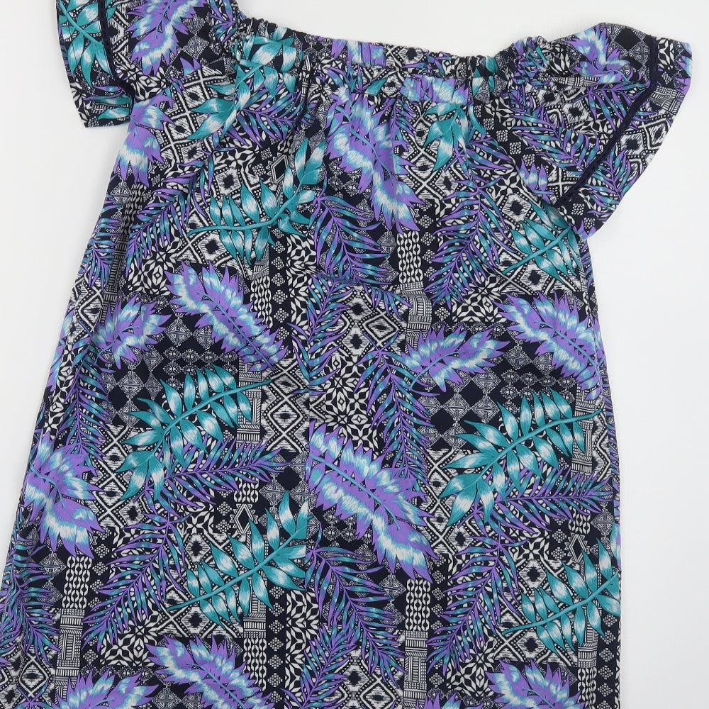 Primark Womens Multicoloured Geometric Polyester Tunic Blouse Size 8 Off the Shoulder