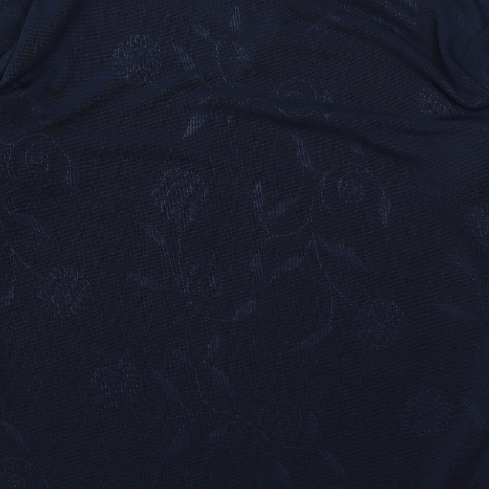 AMARANTO Womens Blue Round Neck Floral Polyester Pullover Jumper Size L