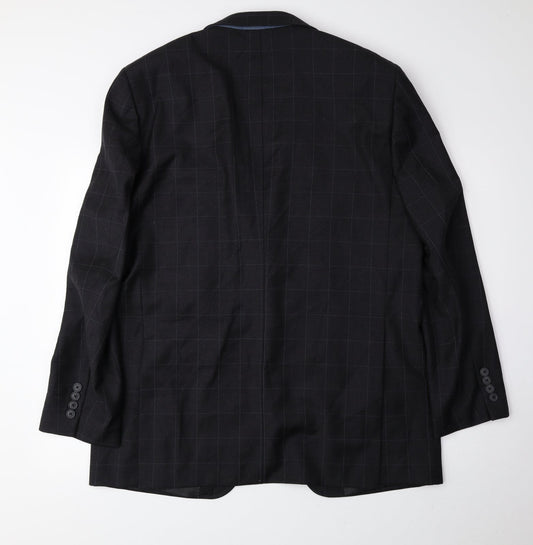 NEXT Mens Grey Check Wool Jacket Suit Jacket Size 44