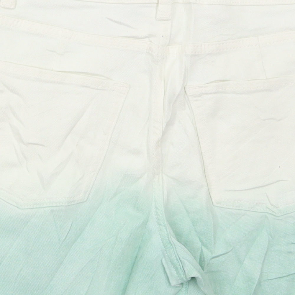 Marks and Spencer Womens Blue Cotton Hot Pants Shorts Size 6 L4 in Regular Button