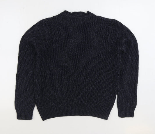 George Mens Blue Round Neck Acrylic Pullover Jumper Size S