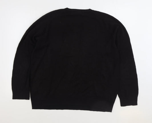 Marks and Spencer Mens Brown V-Neck Acrylic Pullover Jumper Size XL