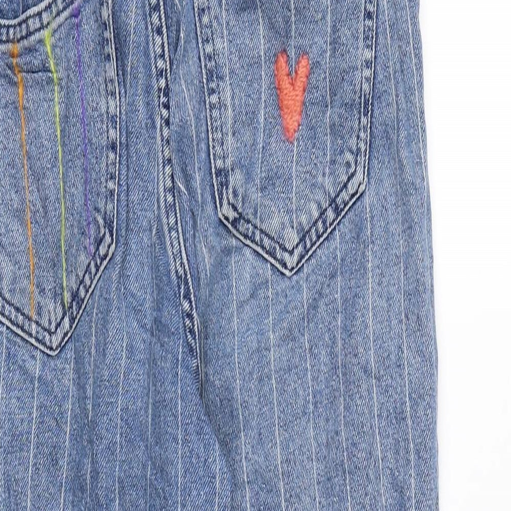 Denim & Co. Womens Blue Striped Cotton Mom Jeans Size 6 L21 in Regular Zip