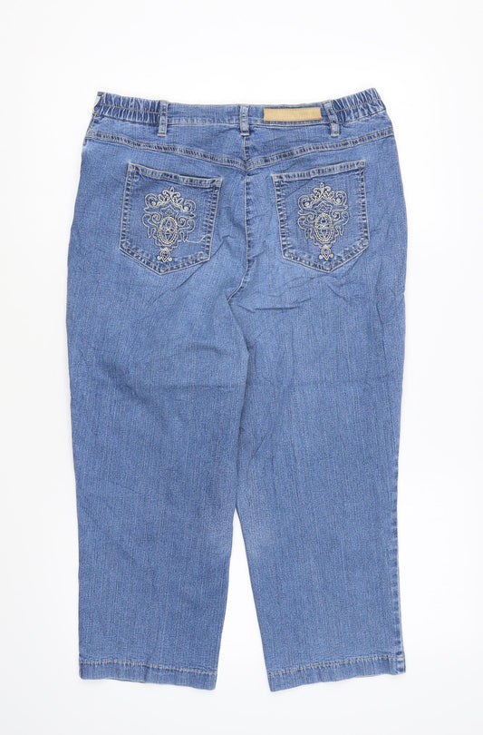GARDEUR Womens Blue Cotton Cropped Jeans Size 30 in L21 in Regular Zip
