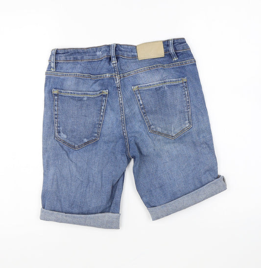 H&M Womens Blue Cotton Chino Shorts Size 28 in L9 in Regular Zip