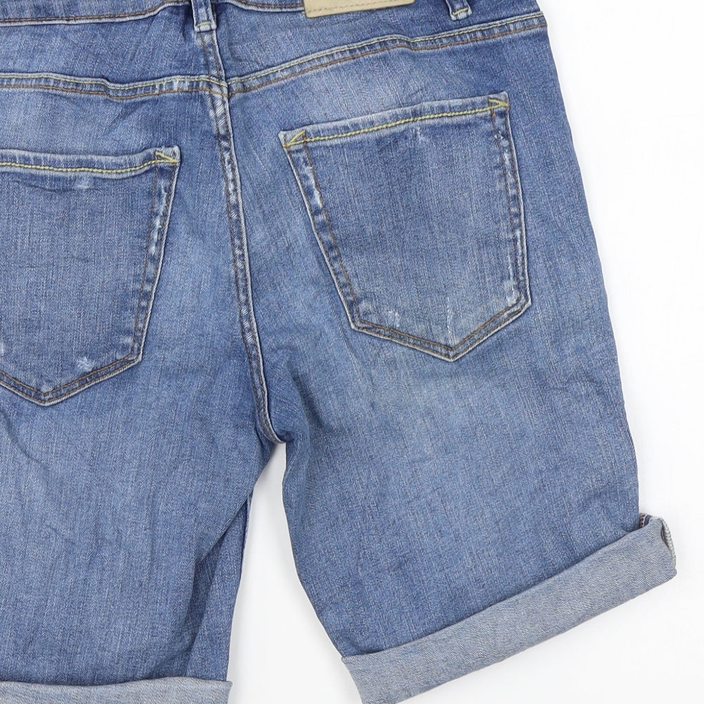 H&M Womens Blue Cotton Chino Shorts Size 28 in L9 in Regular Zip