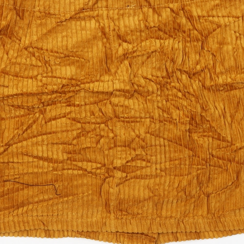 FOREVER 21 Womens Yellow Cotton Mini Skirt Size S Button