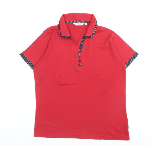 Womens UK Size M EWM Red Basic Polo