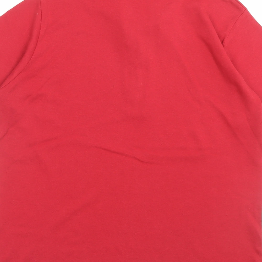 EWM Womens Red Cotton Basic Polo Size M V-Neck