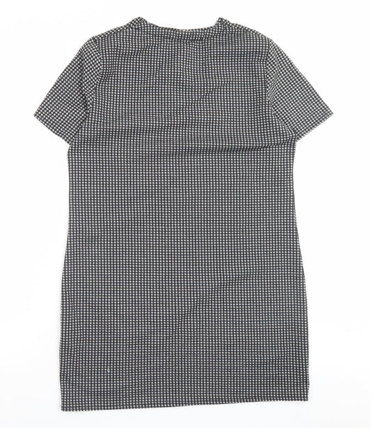 Matalan Womens Grey Plaid Polyester A-Line Size 12 V-Neck Pullover