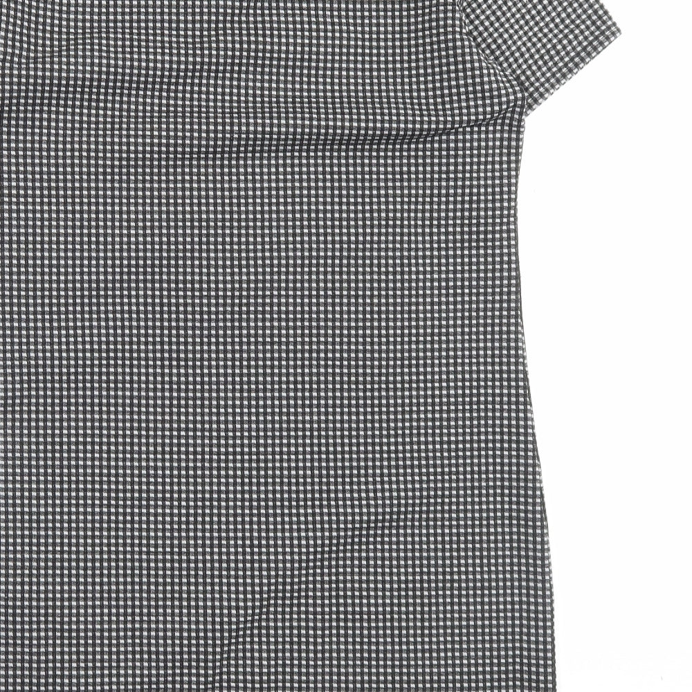 Matalan Womens Grey Plaid Polyester A-Line Size 12 V-Neck Pullover