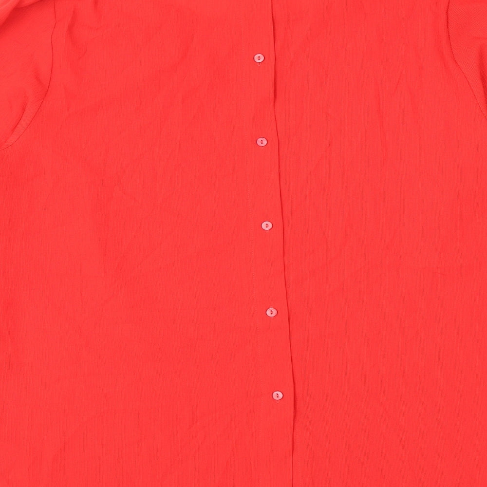 George Womens Red Polyester Basic Button-Up Size 14 Scoop Neck