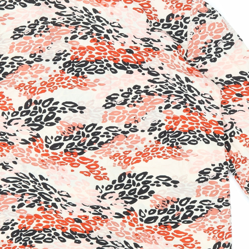 Boohoo Womens Multicoloured Animal Print Polyester Basic Button-Up Size 6 Collared - Leopard Print