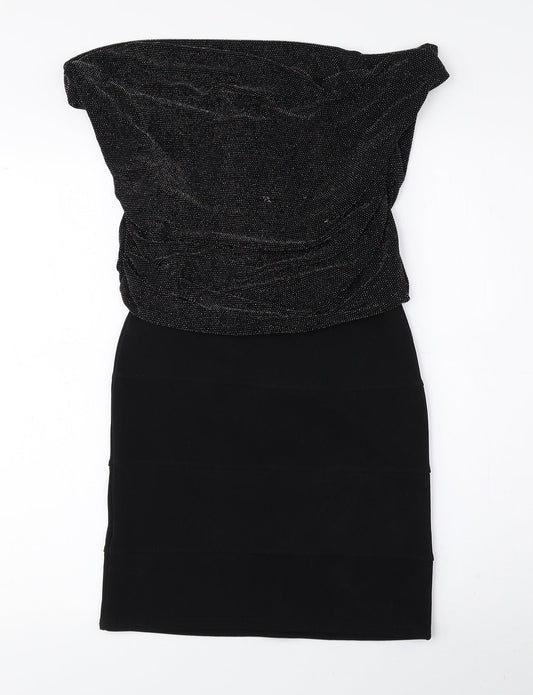 Urban Bliss Womens Black Nylon Bodycon Size 8 Cowl Neck Pullover