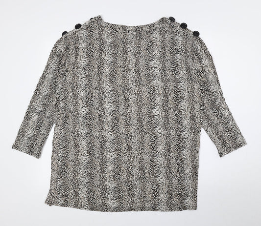 Evans Womens Brown Animal Print Viscose Basic Blouse Size 16 Boat Neck - Cheetah Print