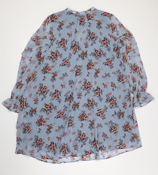 Limited Edition Womens Blue Floral Polyester A-Line Size 10 Round Neck Tie