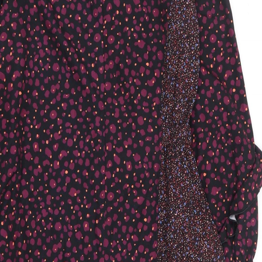 Juicy Judy Womens Purple Animal Print Polyester A-Line Size 4 Mock Neck Zip - Print Clash