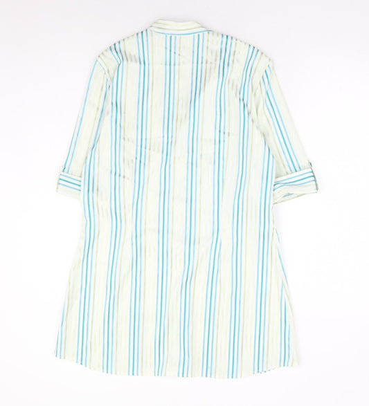 Womens UK Size 14 M&Co Blue Basic Button-Up