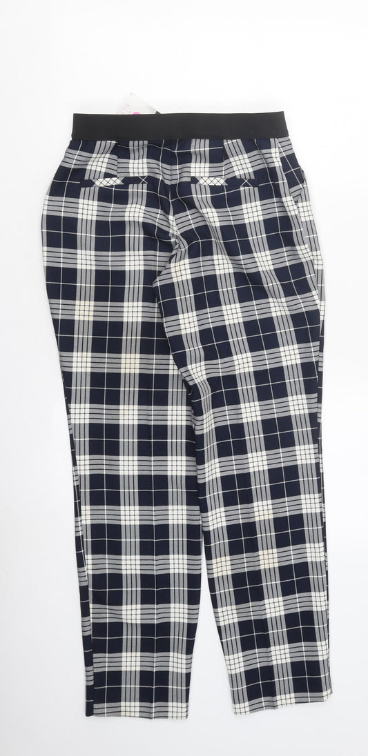 Primark Womens Black Plaid Polyester Trousers Size 6 L35 in Regular Zip
