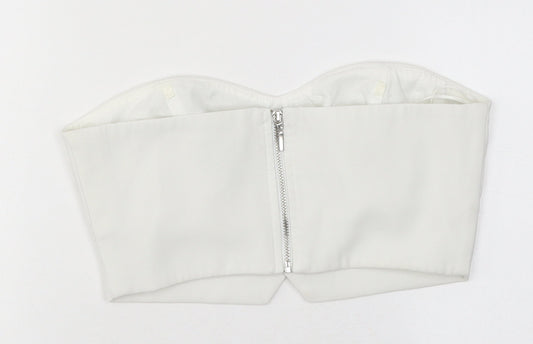 Womens UK Size 8 Topshop White Cropped Blouse