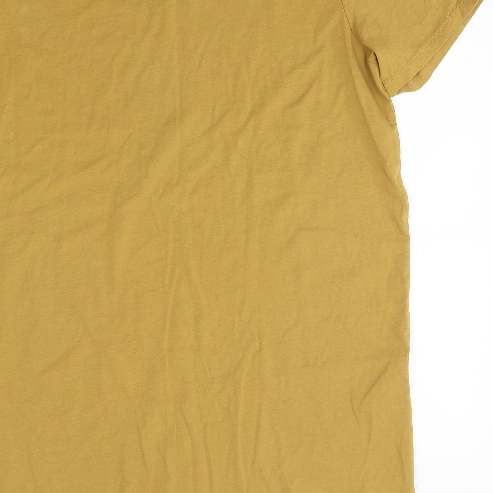 Pieces Mens Yellow Polyester Polo Size M Round Neck Pullover