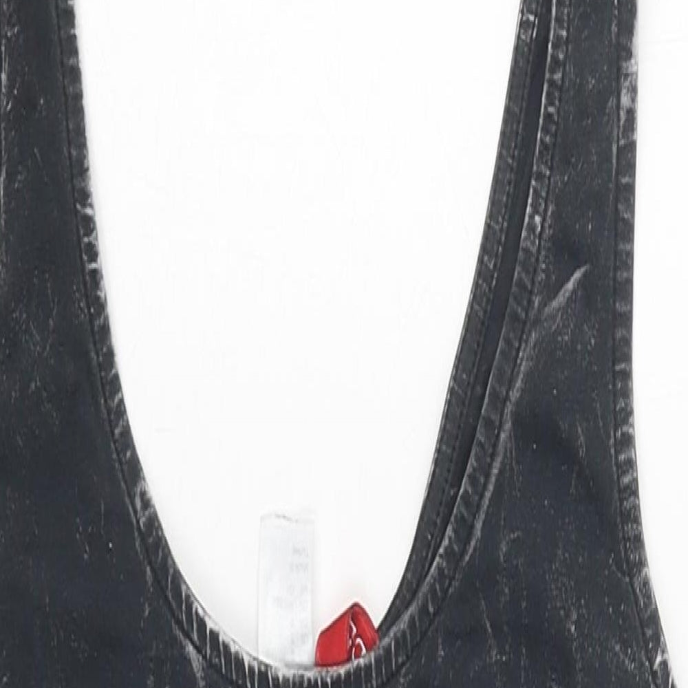 Divided Womens Black Ombré Polyester Bodysuit One-Piece Size S Snap