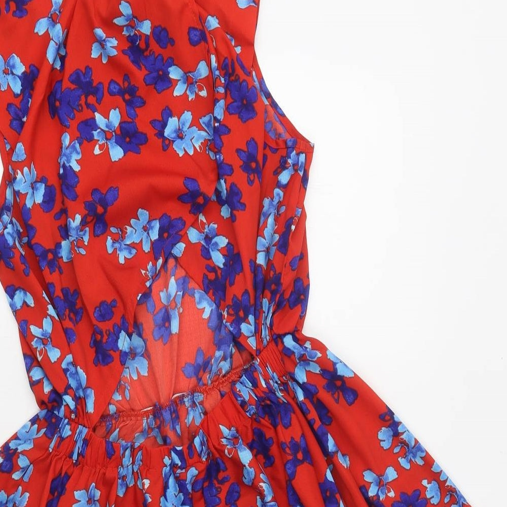 Atmosphere Womens Red Floral Polyester Skater Dress Size 14 Round Neck Pullover