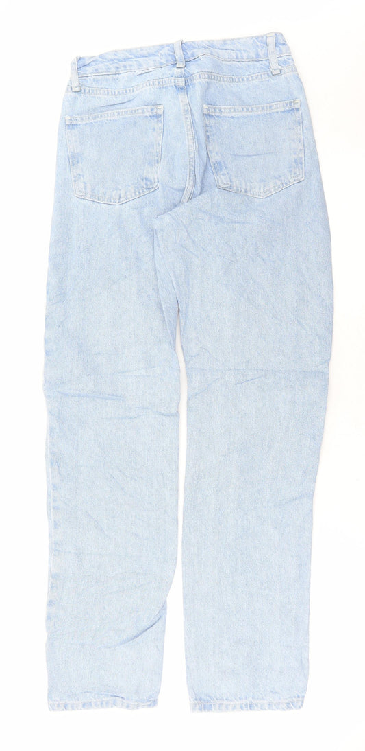Denim & Co. Womens Blue Cotton Straight Jeans Size 8 L31.5 in Regular Button