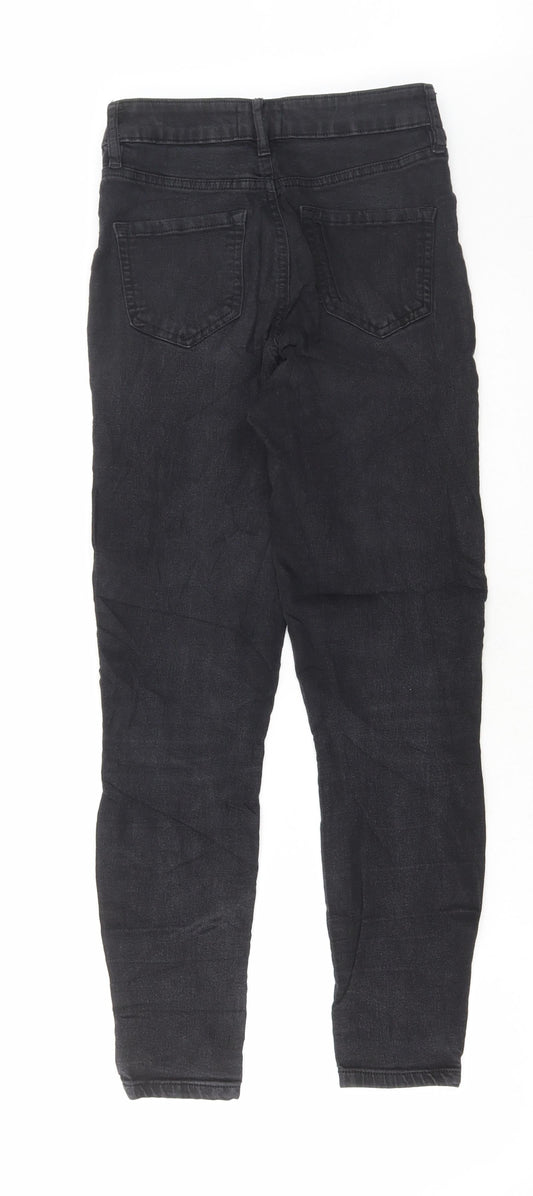 F&F Womens Black Cotton Skinny Jeans Size 8 L28 in Regular Button