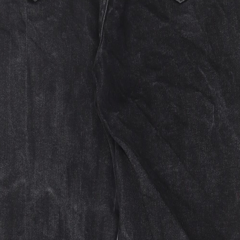 Denim & Co. Womens Grey Cotton Straight Jeans Size 14 L27 in Regular Button