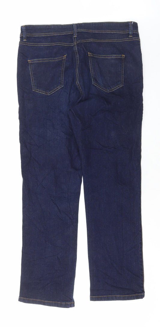 Evans Womens Blue Cotton Straight Jeans Size 36 in L29 in Regular Button