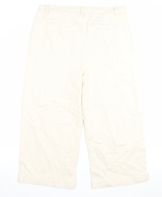 Womens UK Size 18 Marks and Spencer Regular Fit Wide-Leg Ivory Jeans