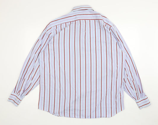 Mens UK Size L Marks and Spencer Blue Button-Up Long Sleeve Casual Shirt