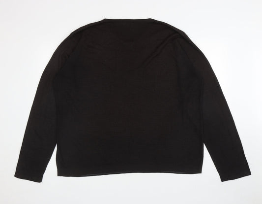 F&F Mens Brown V-Neck Acrylic Pullover Jumper Size XL