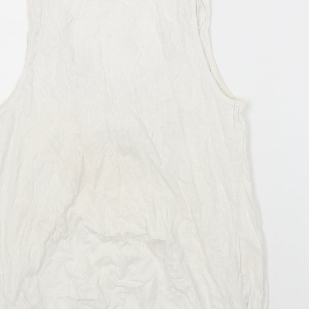 Promod Womens White Cotton Jersey Tank Size M Scoop Neck