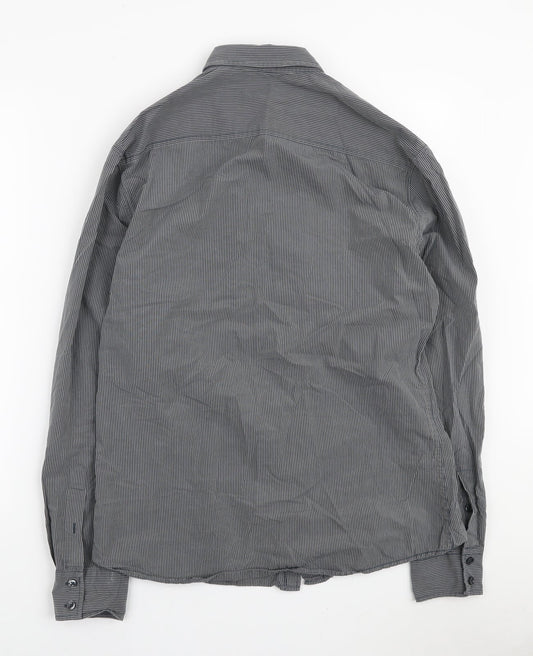 Mens UK Size M NEXT Grey Button-Up Long Sleeve Casual Shirt