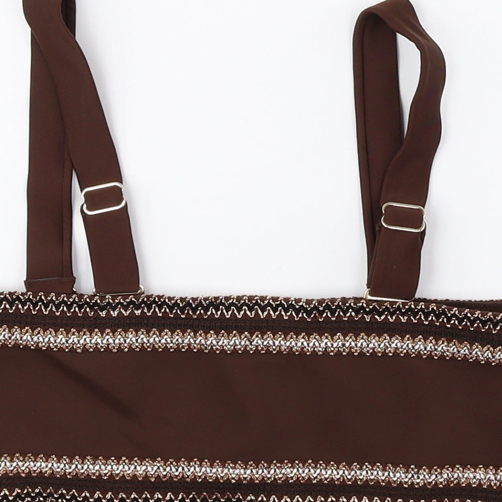 Womens UK Size 10 River Island Brown Cropped Tank