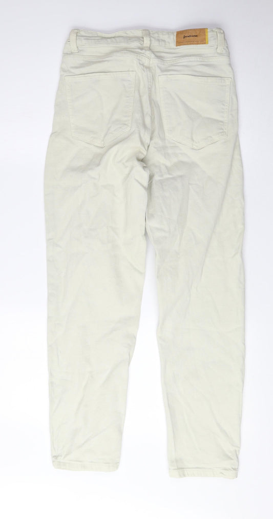 Womens UK Size 10 Stradivarius Regular Fit Mom Ivory Jeans