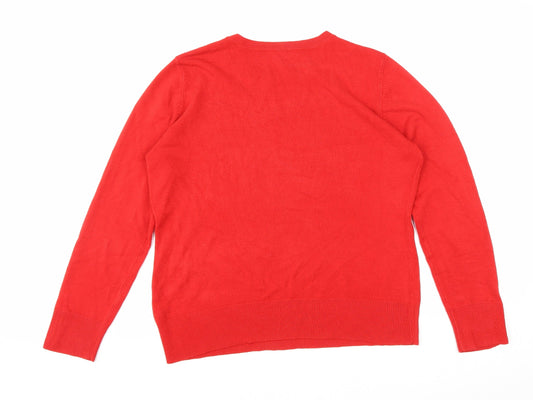 BHS Womens Red Round Neck Acrylic Pullover Jumper Size 14