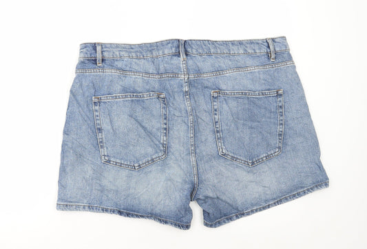 Marks and Spencer Womens Blue Cotton Bermuda Shorts Size 22 L5 in Regular Button