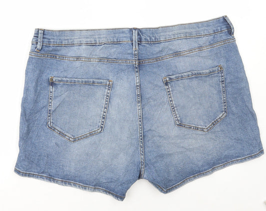 Marks and Spencer Womens Blue Cotton Bermuda Shorts Size 22 L3 in Regular Button