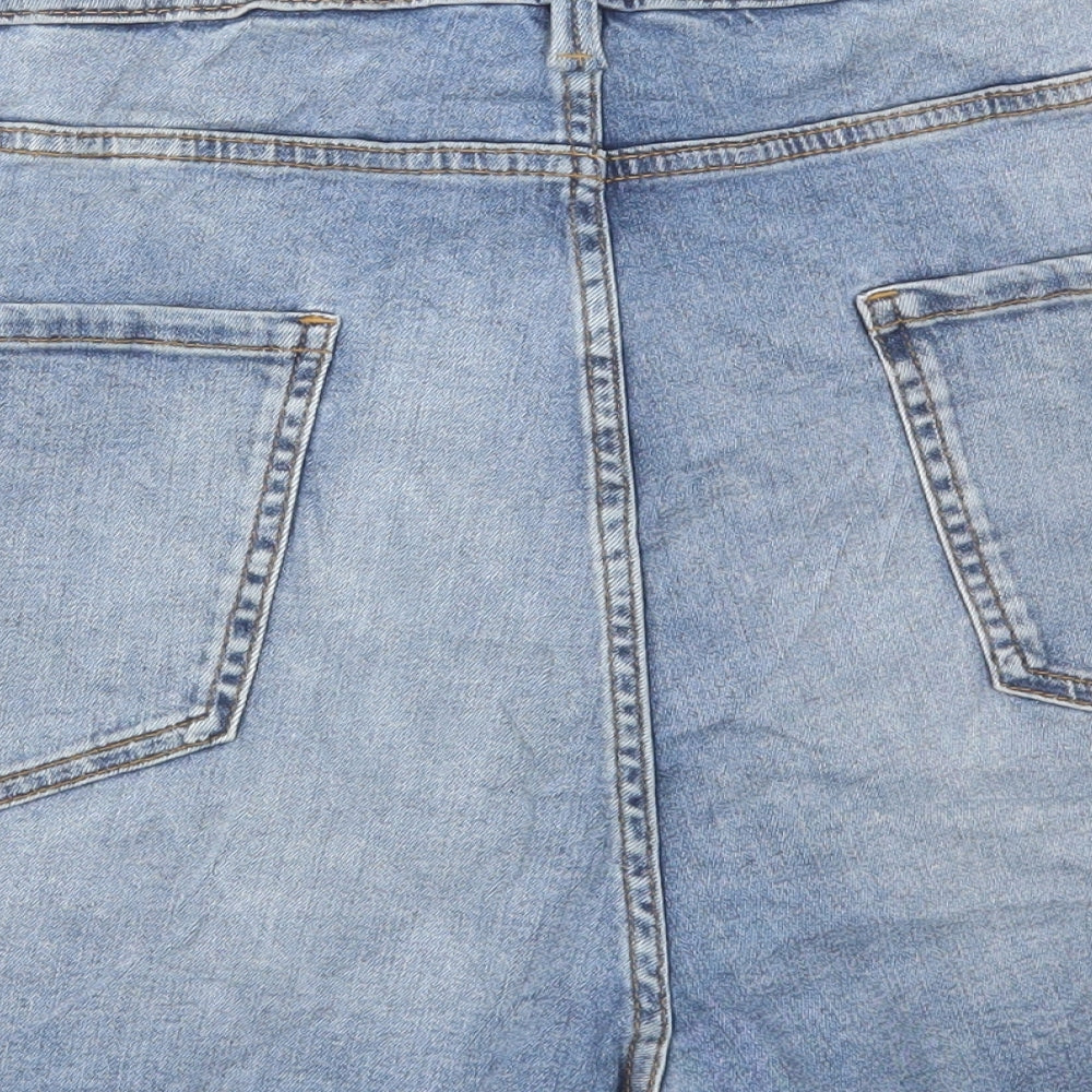 Marks and Spencer Womens Blue Cotton Bermuda Shorts Size 22 L3 in Regular Button