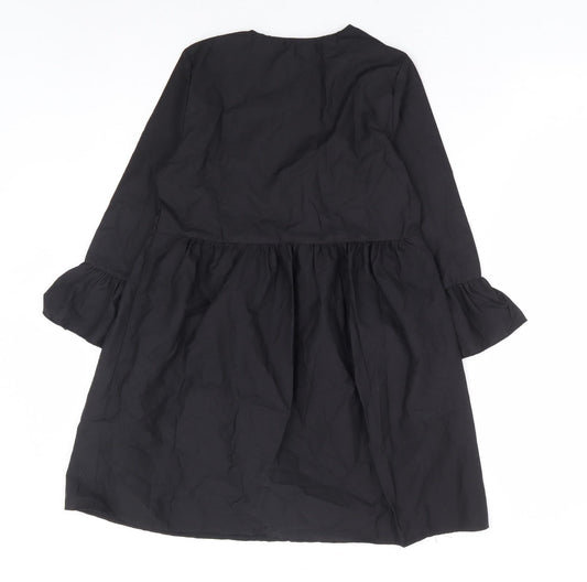 Boohoo Womens Black Polyester A-Line Size 4 V-Neck Pullover