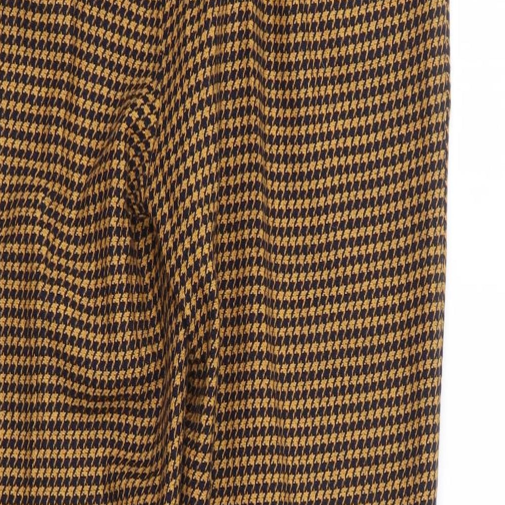 Mona Womens Yellow Herringbone Cotton Trousers Size 12 L29 in Regular Zip