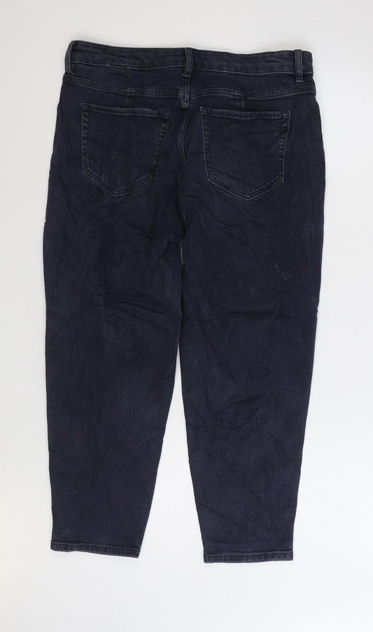 Womens UK Size 14 Marks and Spencer Regular Fit Mom Blue Jeans