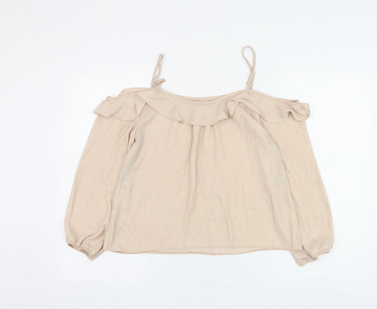 Womens UK Size 8 Dorothy Perkins Beige Basic Blouse