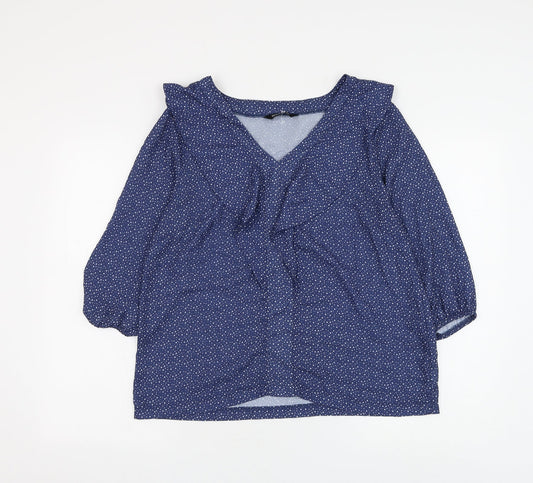 Womens UK Size 14 Kaleidoscope Blue Basic Blouse