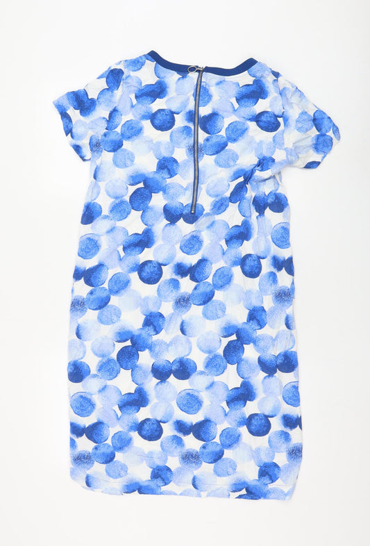 Sandwich Womens Blue Geometric Viscose Shift Size 6 Round Neck Zip